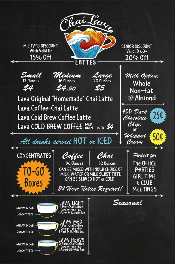 Menu Board for Chai Lava Kiosk (Copy)