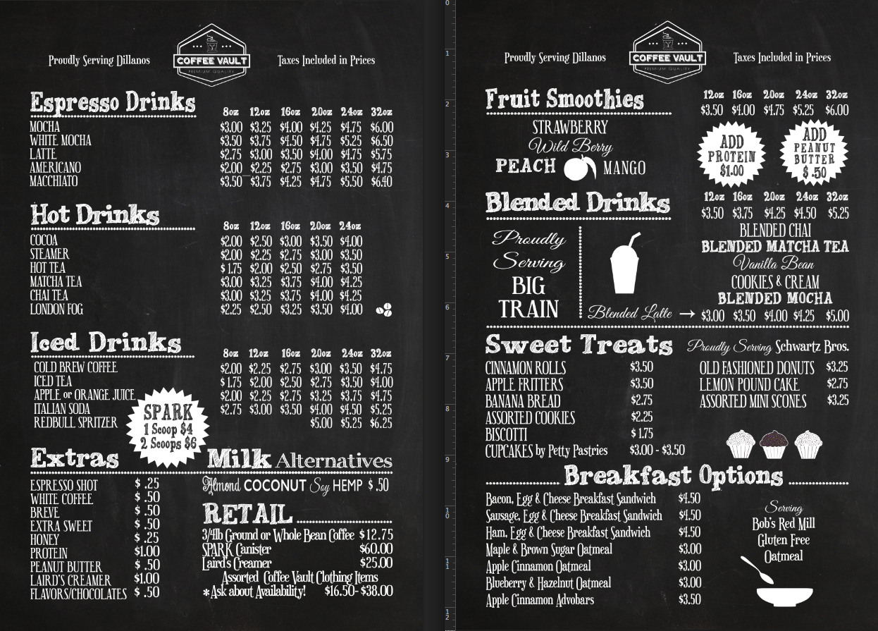 2pc Menu Boards for Coffee Vault (Copy)