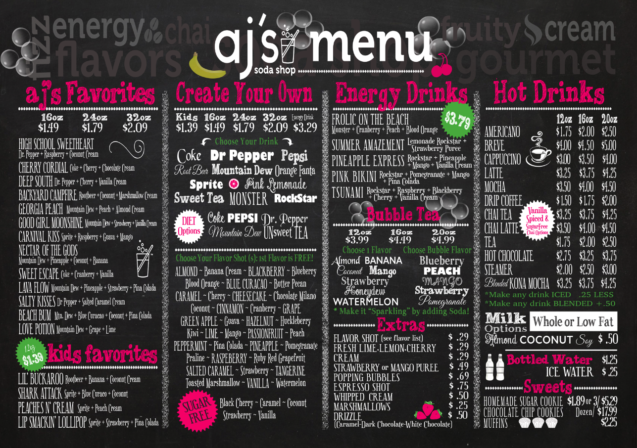 Order Your Own Large Format Menu by BWdeSigns Here