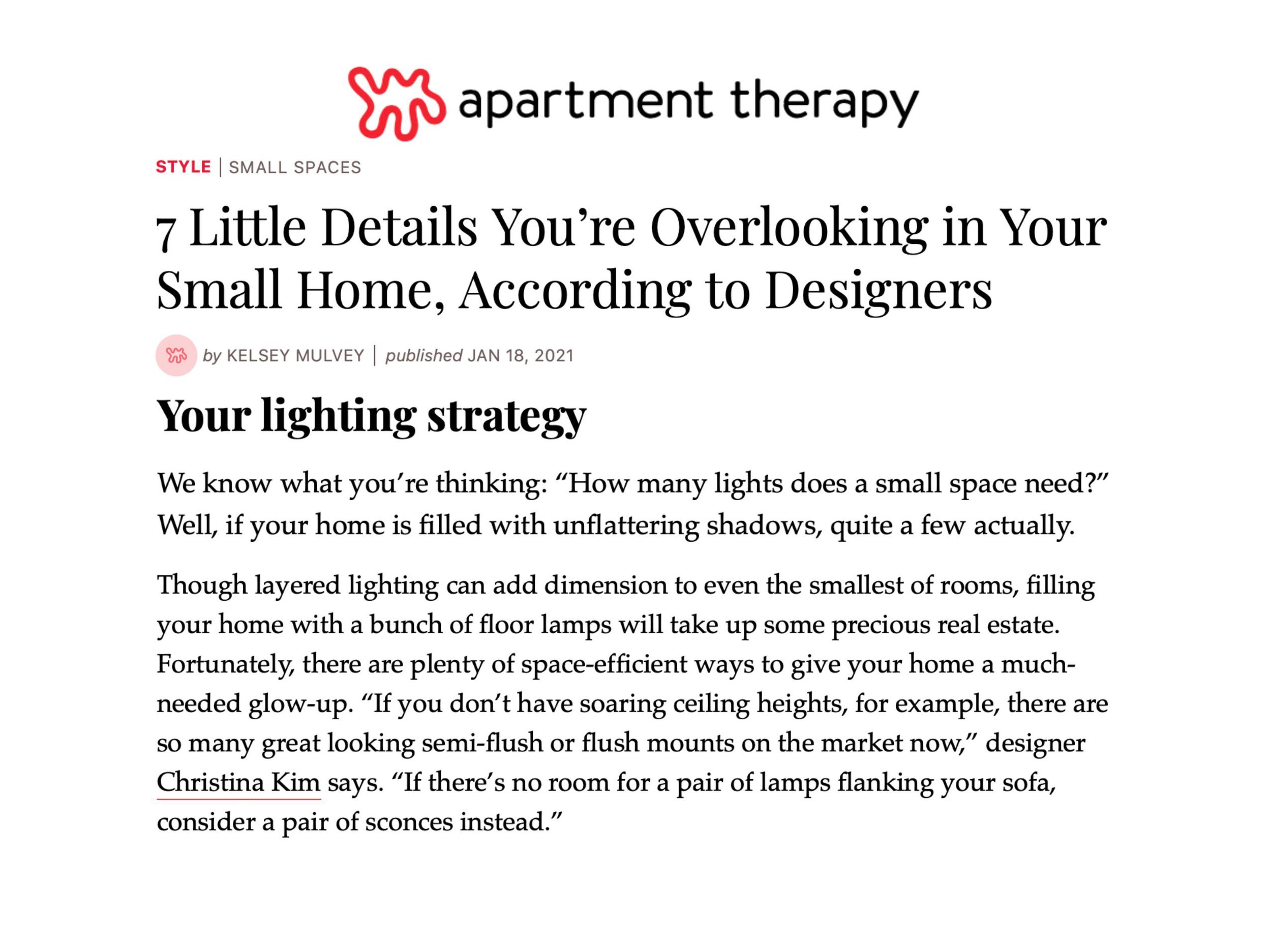 Apartment Therapy Feature January 2021