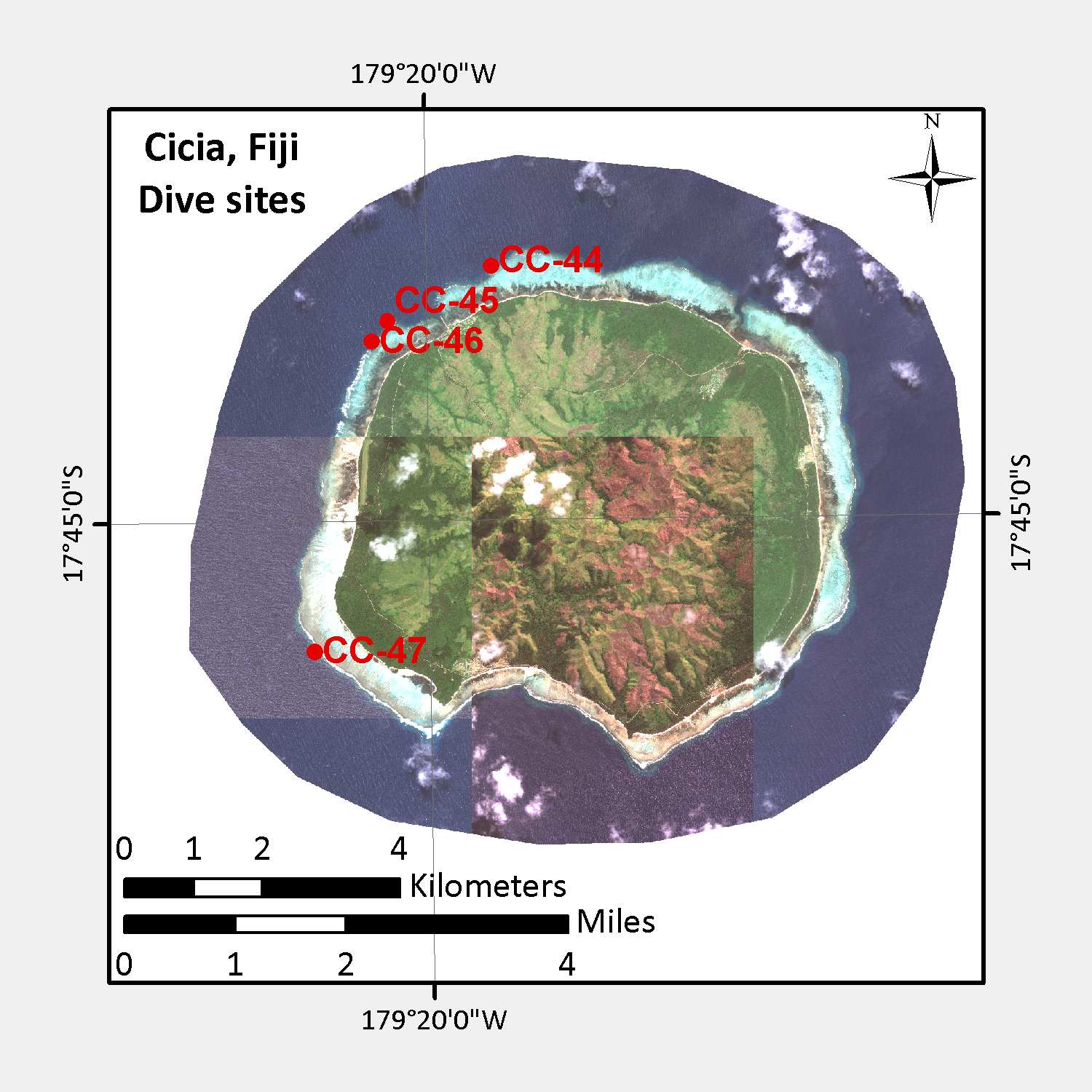 Site FJCC48 has not been plotted. See GPS coordinates in data files overlaid on sampled colonies below. 