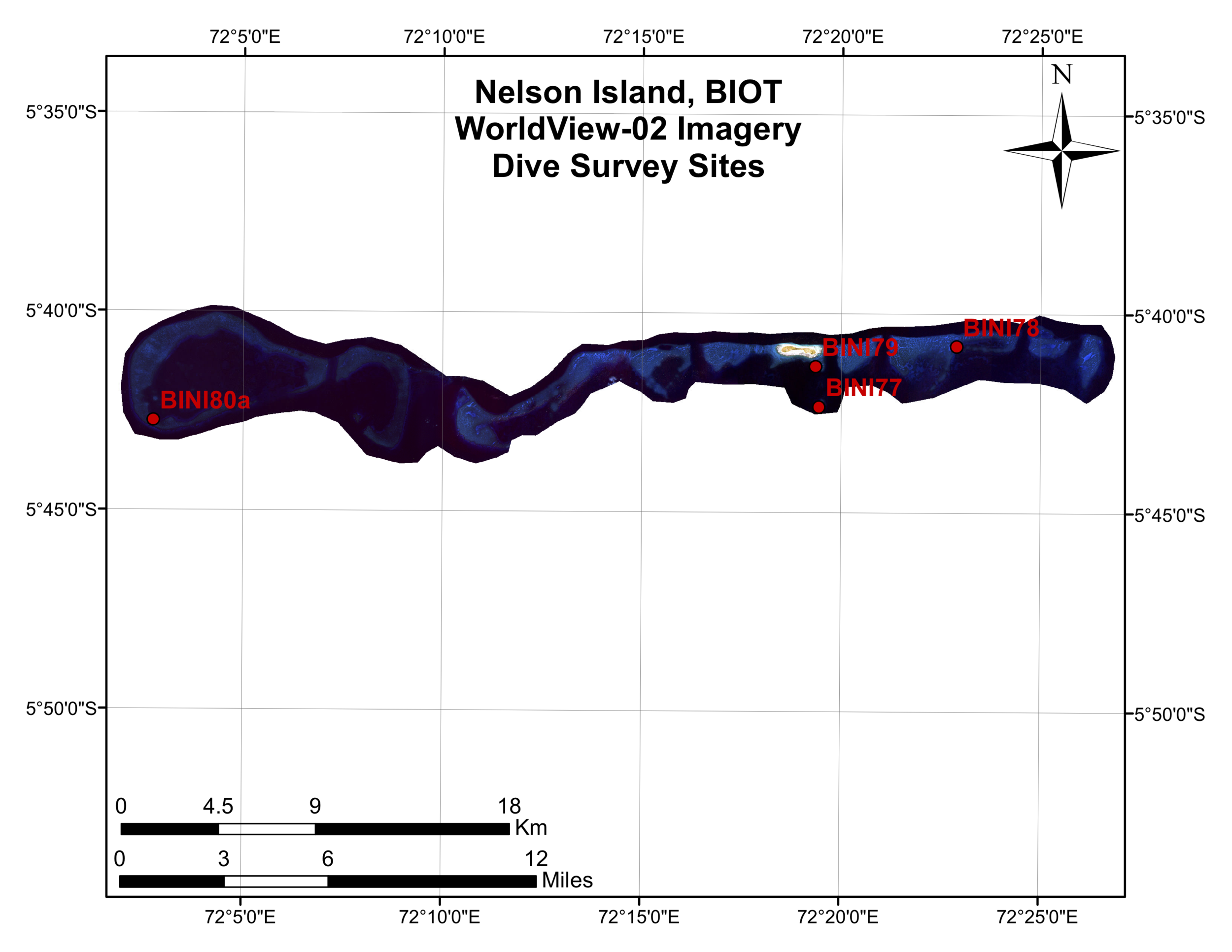 Please note that the site to the far west (BiNi80a) was technically considered part of Great Chagos.