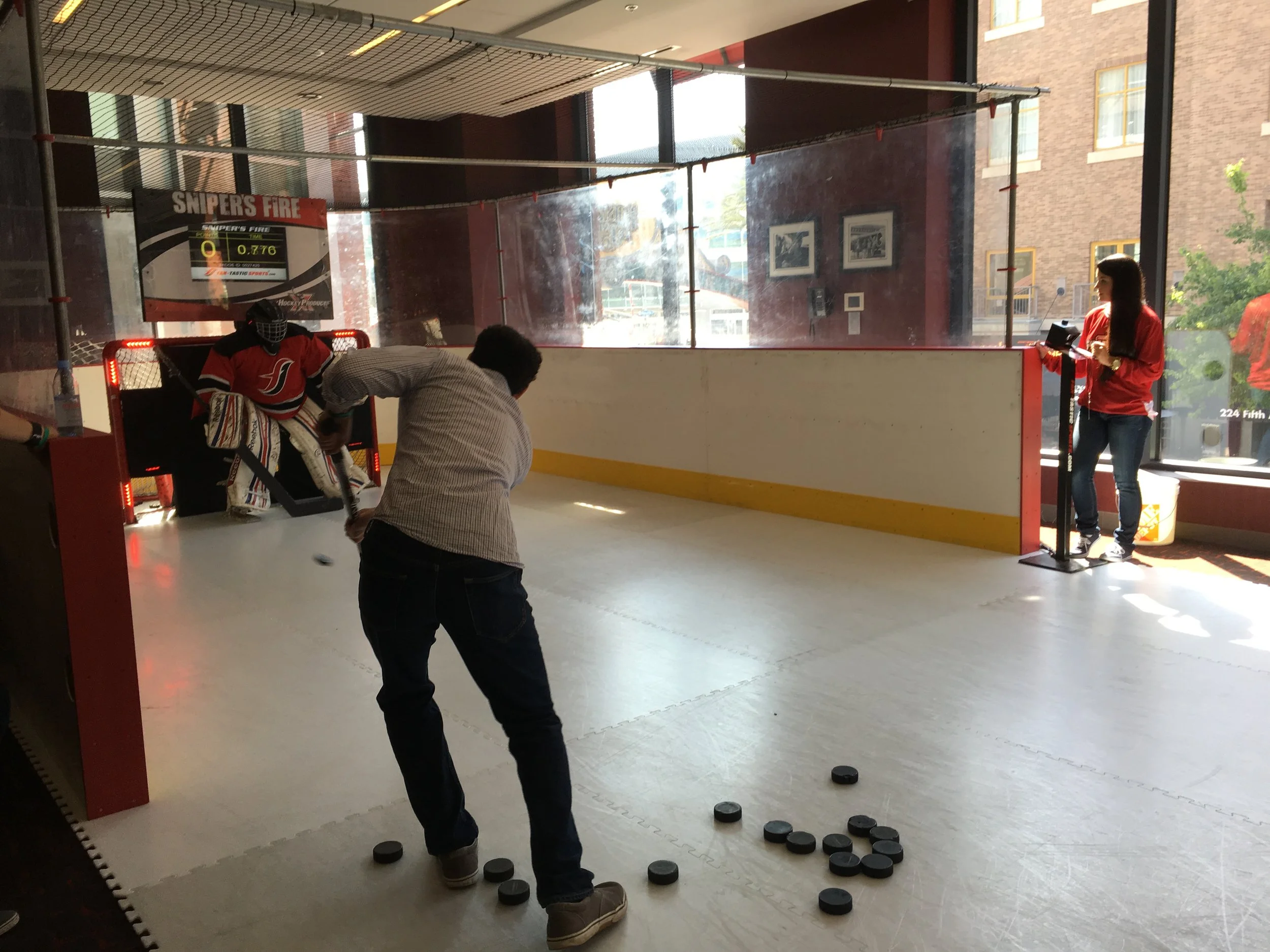 The hockey skills competition. I am not good. 