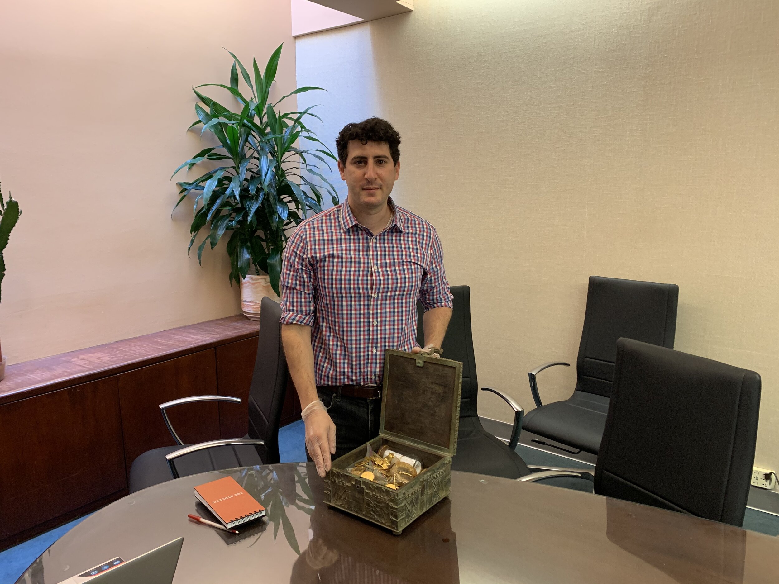 In the office with the chest.