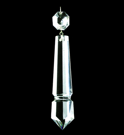 1 1/8" 28mm Clear Glass Crystal Pendalogue Prism w/ Chrome Pins Chandelier Lamp 