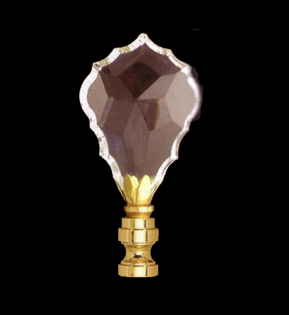 Lamp Finial-Optic Crystal CUBE With Satin Brass Base 