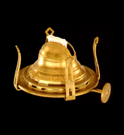 #2 Brass Plated Kerosene OIL LAMP BURNER ~ 1 3/4 Screw-On Collar & Wick