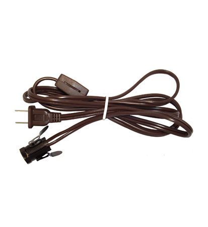 18/2 SPT-1 #CS870 Brown Rayon Parallel Lamp Cord Set With Molded Plug New 8 ft 