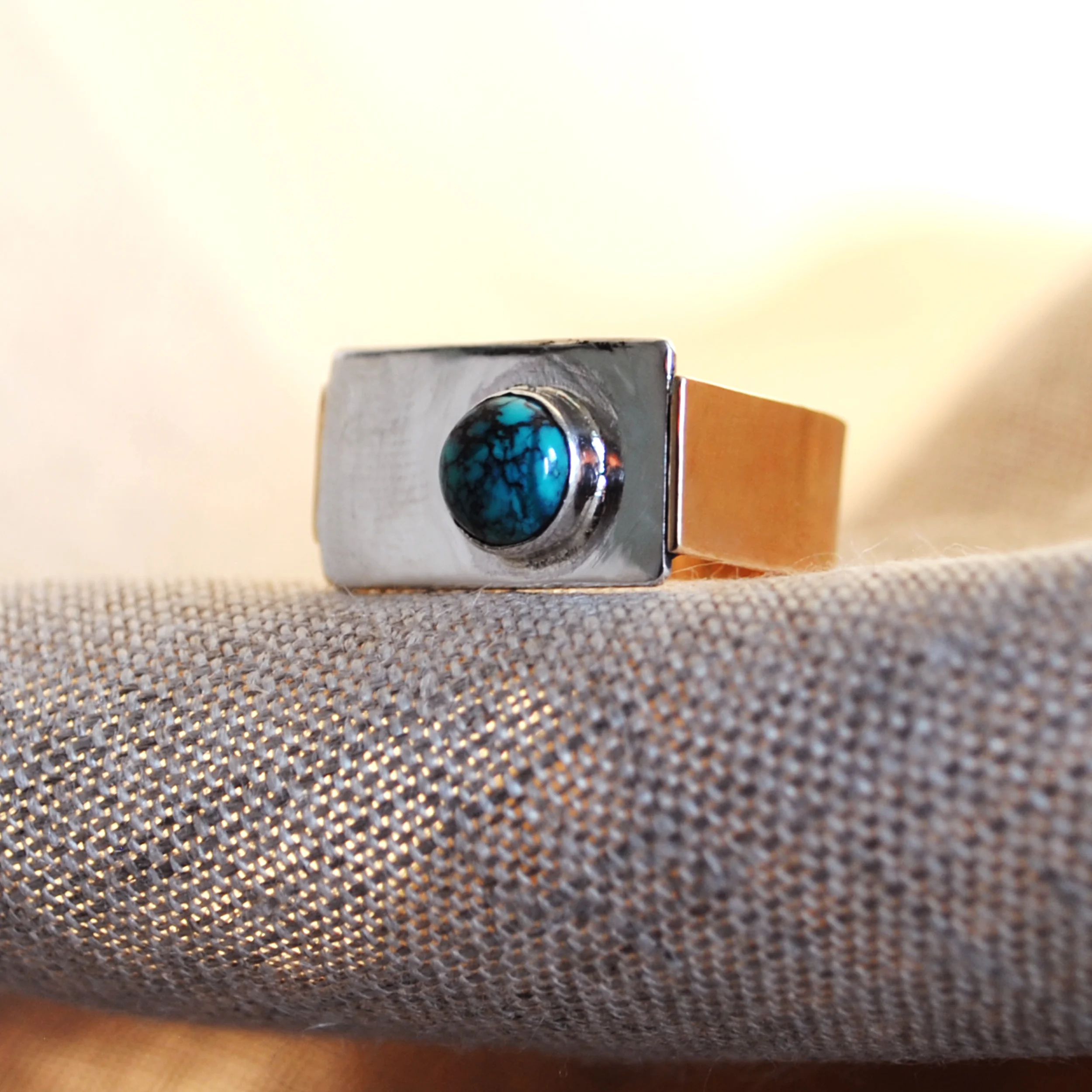 Mixed Metal Turquoise Ring Personal Design