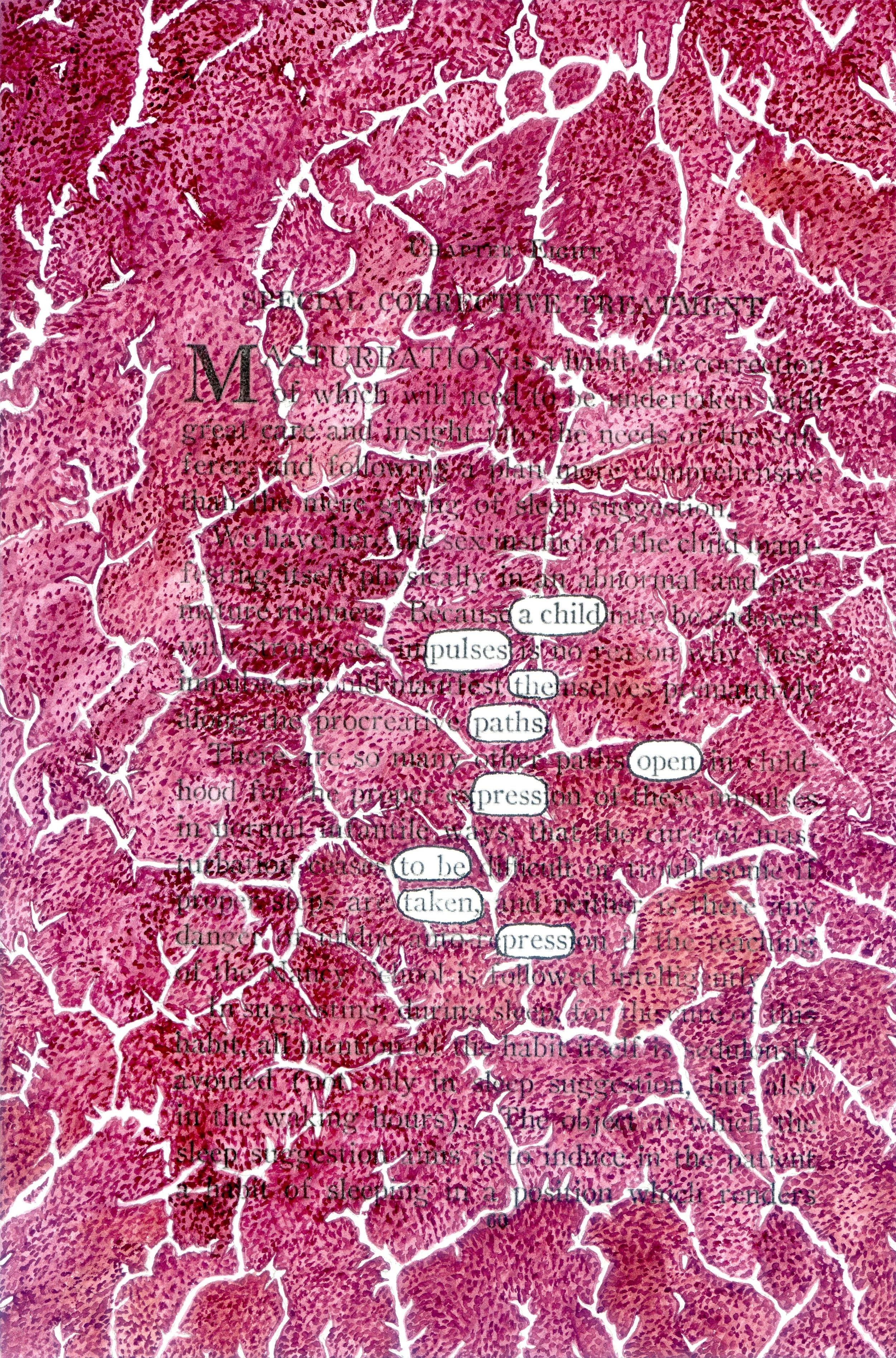 Exhibit: painted pages from Auto-Suggestion for Mothers at the South Florida MOFAC