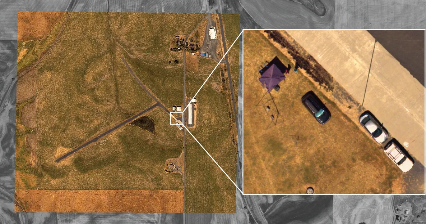 Over multiple flights, the aircraft/sensor combination consistently mapped 400 acres (1.6 km²) in roughly 20 minutes, with 1 in (2.5 cm) resolution, while staying under the 400 ft AGL altitude limit in the US. This potent package is capable of mapping 2,000 acres (8 km²) per hour.