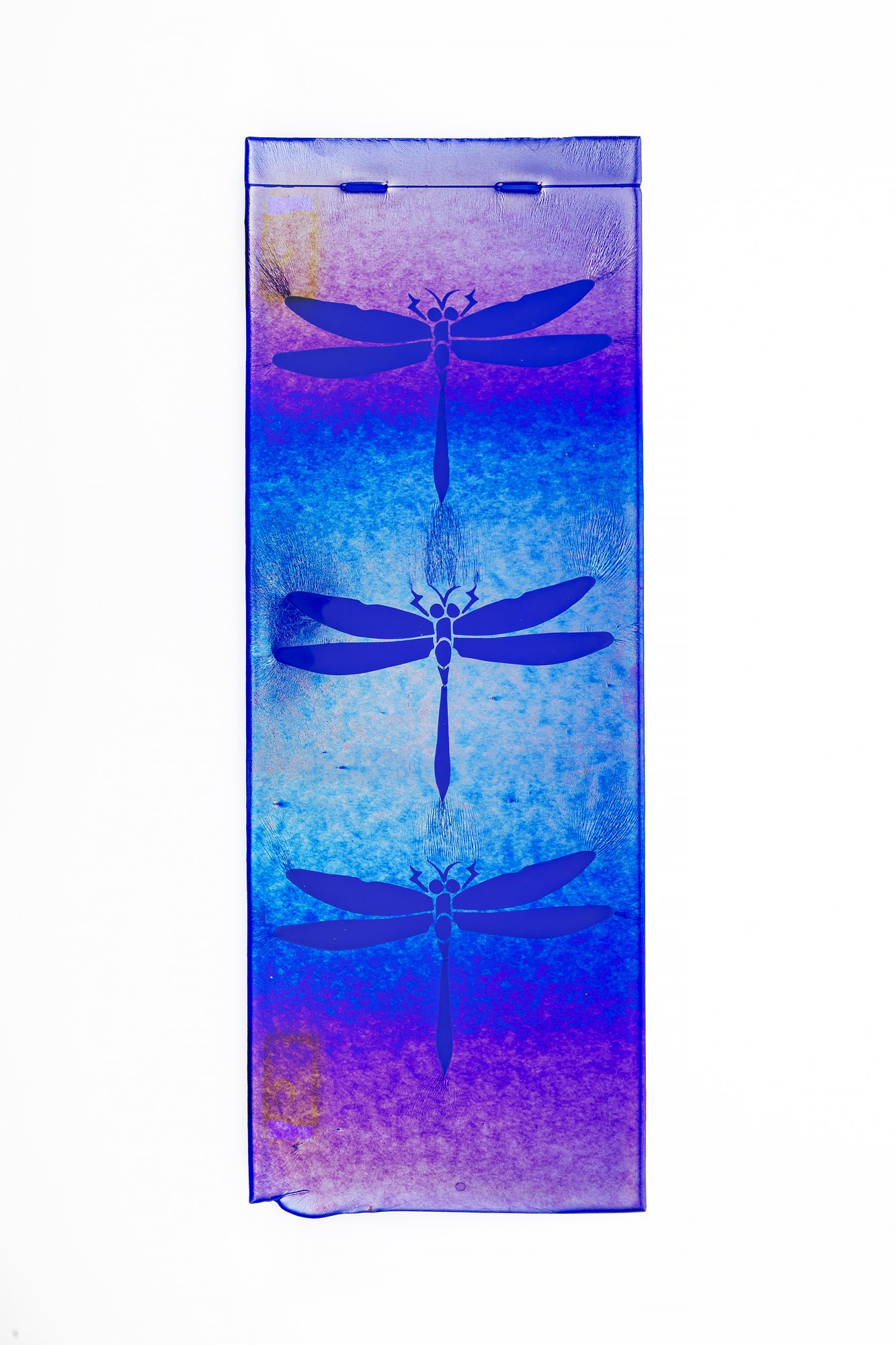 Glass Painting: Vertical Blue Dragonfly