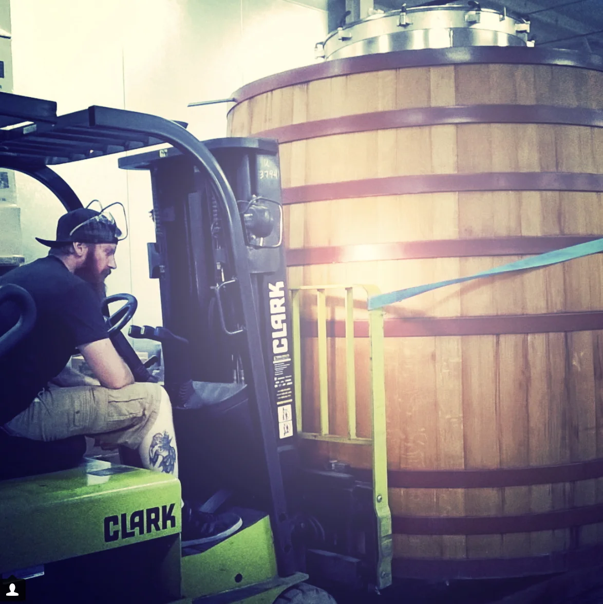 Production Manager Sean moving Gertrude to her new home. Photo Credit: Moragh Goyette