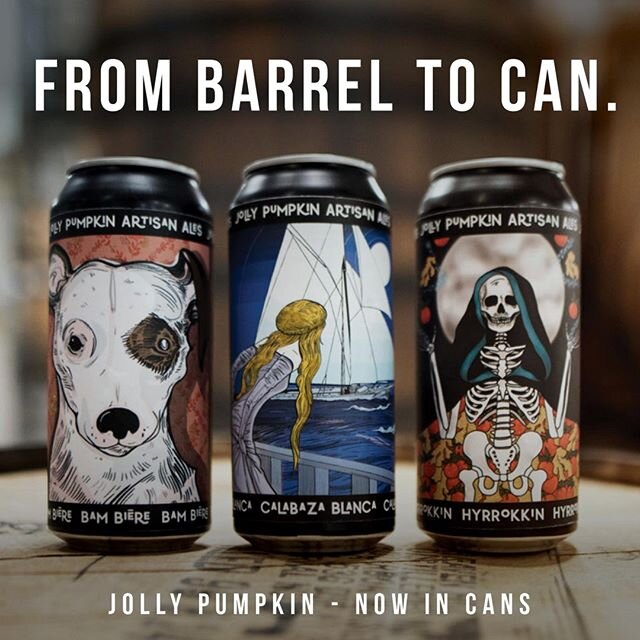 CAN we be frank; we really dig the new digs that Bam, Blanca, and the new Hyrrokkin are flaunting!
*
*
*
*
*
*
Always oak-aged, can-conditioned, and open-fermented, Jolly Pumpkin is known for reintroducing beer drinkers to the forgotten techniques of