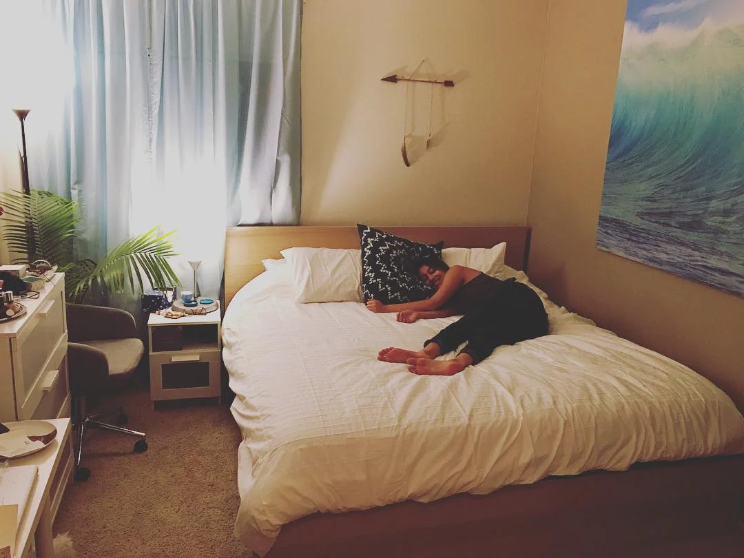 Our bedroom in Febuary 2016, right after we got our new king bed.