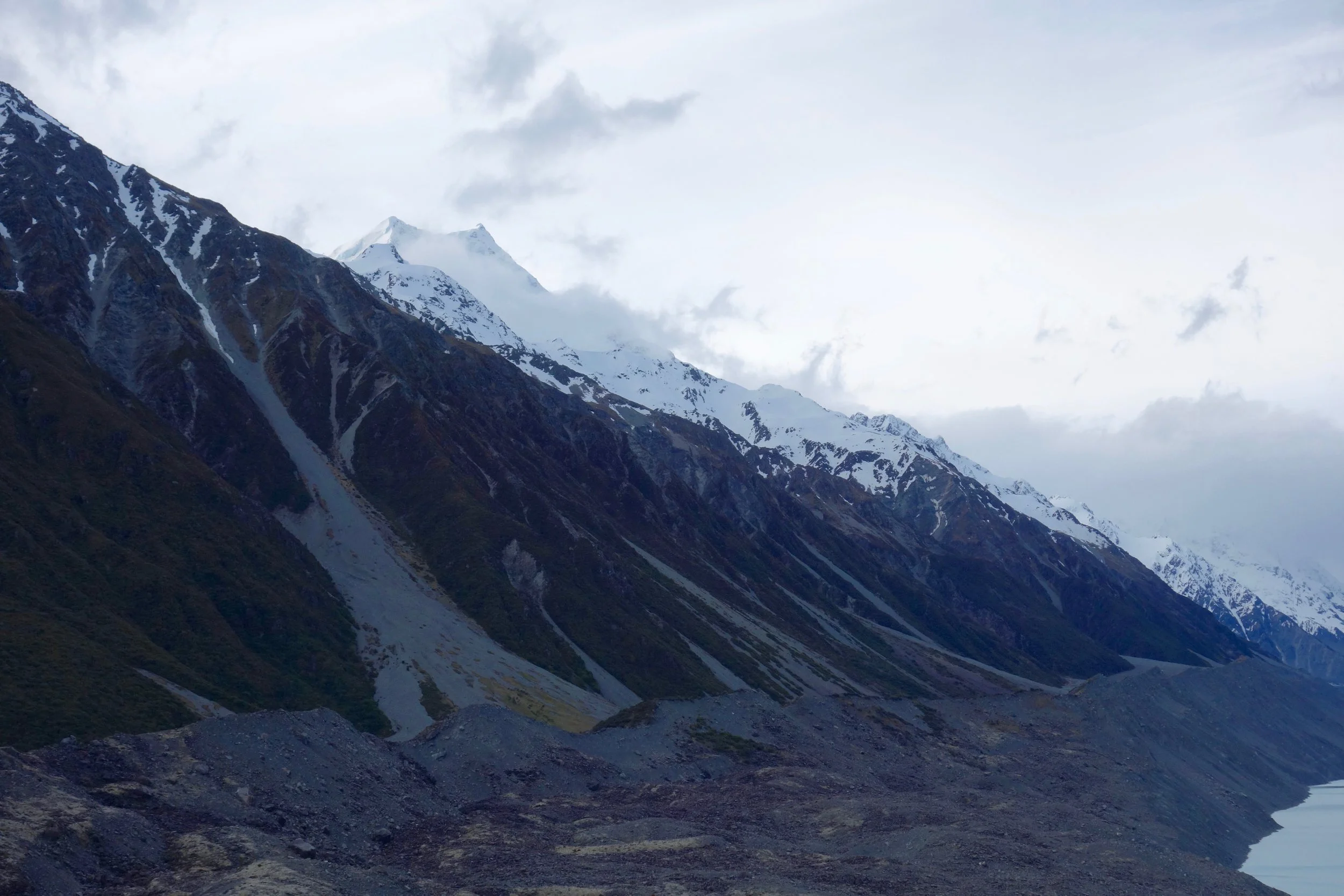 The lower and middle peaks of Mt. Cook.