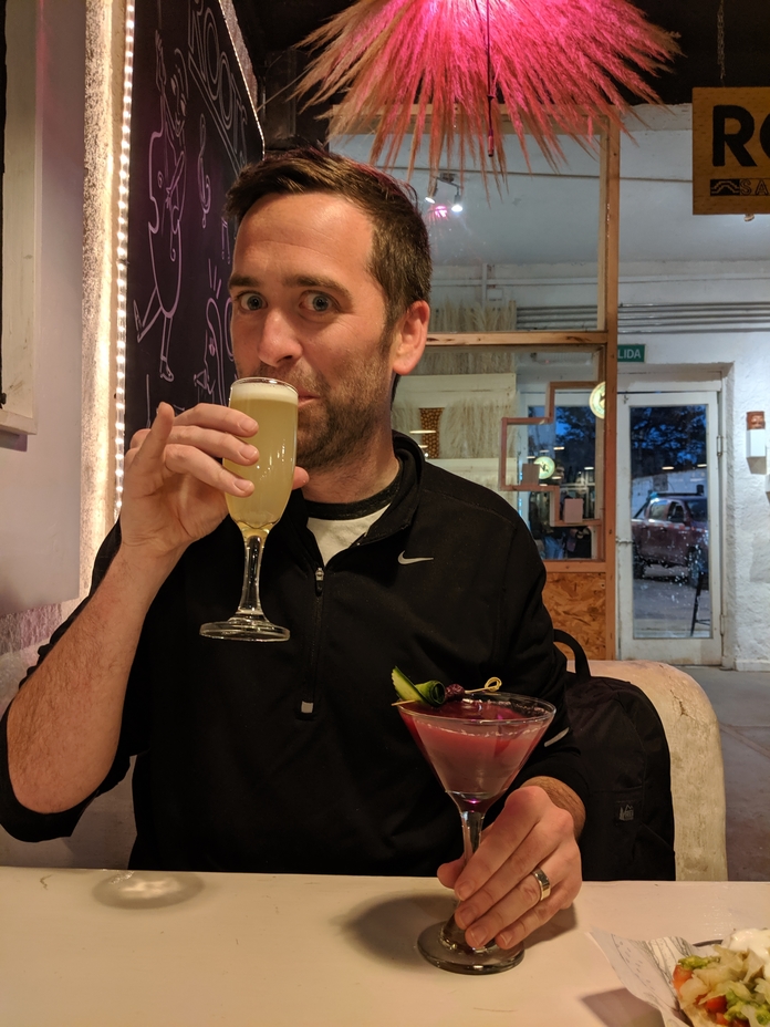 Andy. I told you I would drink a mixed drink instead of beer. Introducing the Pisco Sour (it's brandy!)