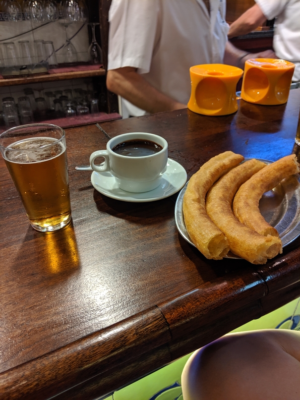 Thanks Daniel G.! It might not seem like a logical pairing but we went with Seville's specialty of churros with chocolate and beer.