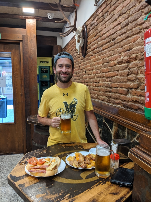 Thanks Mr. Bandy! I know you may not like the shirt, but how about the Spanish tapas culture that allowed us to get two beers and all this food for less than $10?!