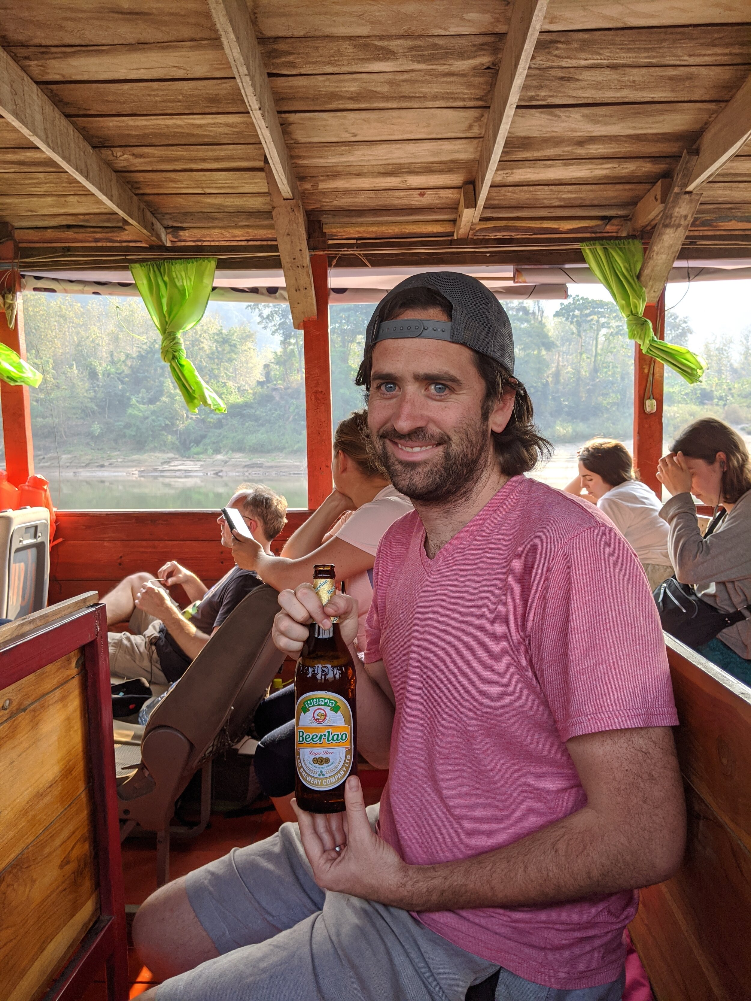 Thanks Lane! We had a two day slow boat ride from Thailand to Luang Prabang, Laos. Needless to say a few beers were needed to make it through. 