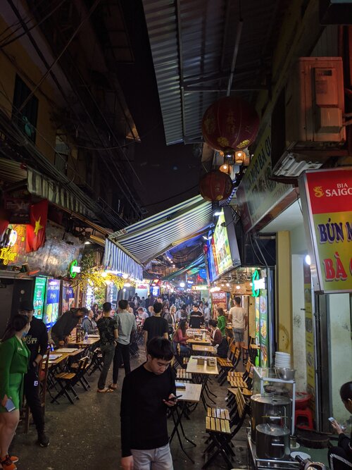 Shopping street, french quarter, Hanoi, Bac Bo, Vietnam, Stock