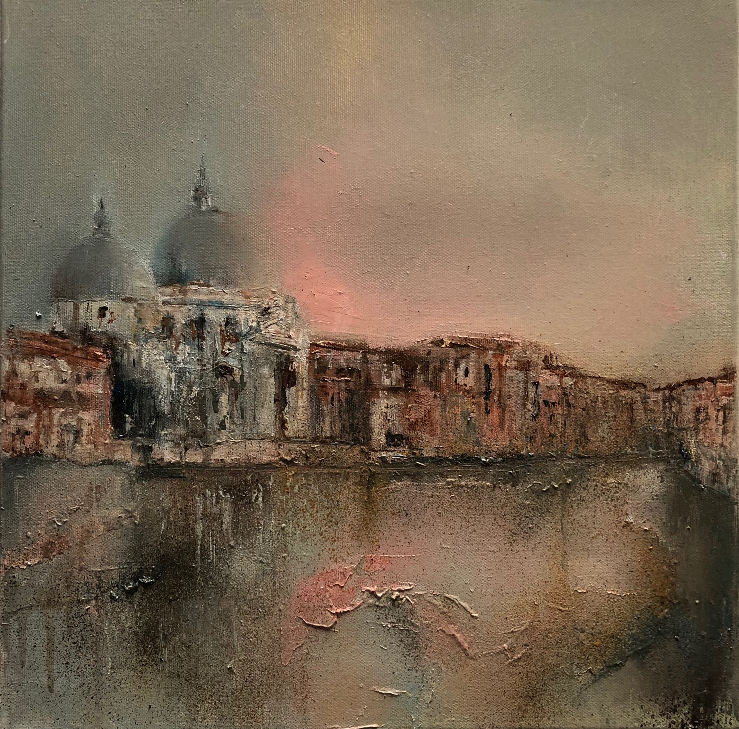 SOLD, Sunset, Venice, oil on canvas, 16 x 16