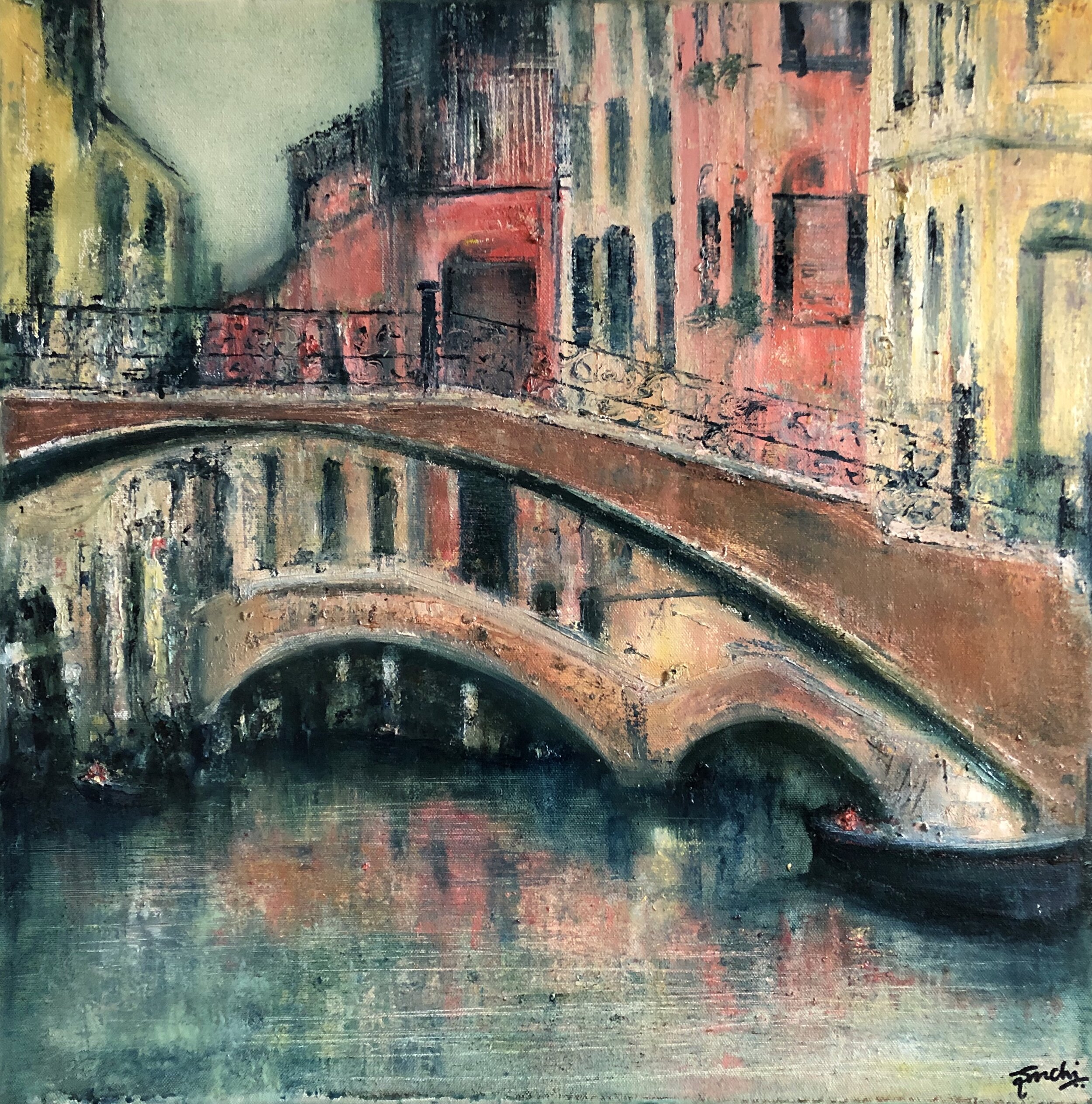 Reflections, Venice, oil on canvas, 20" x 20"
