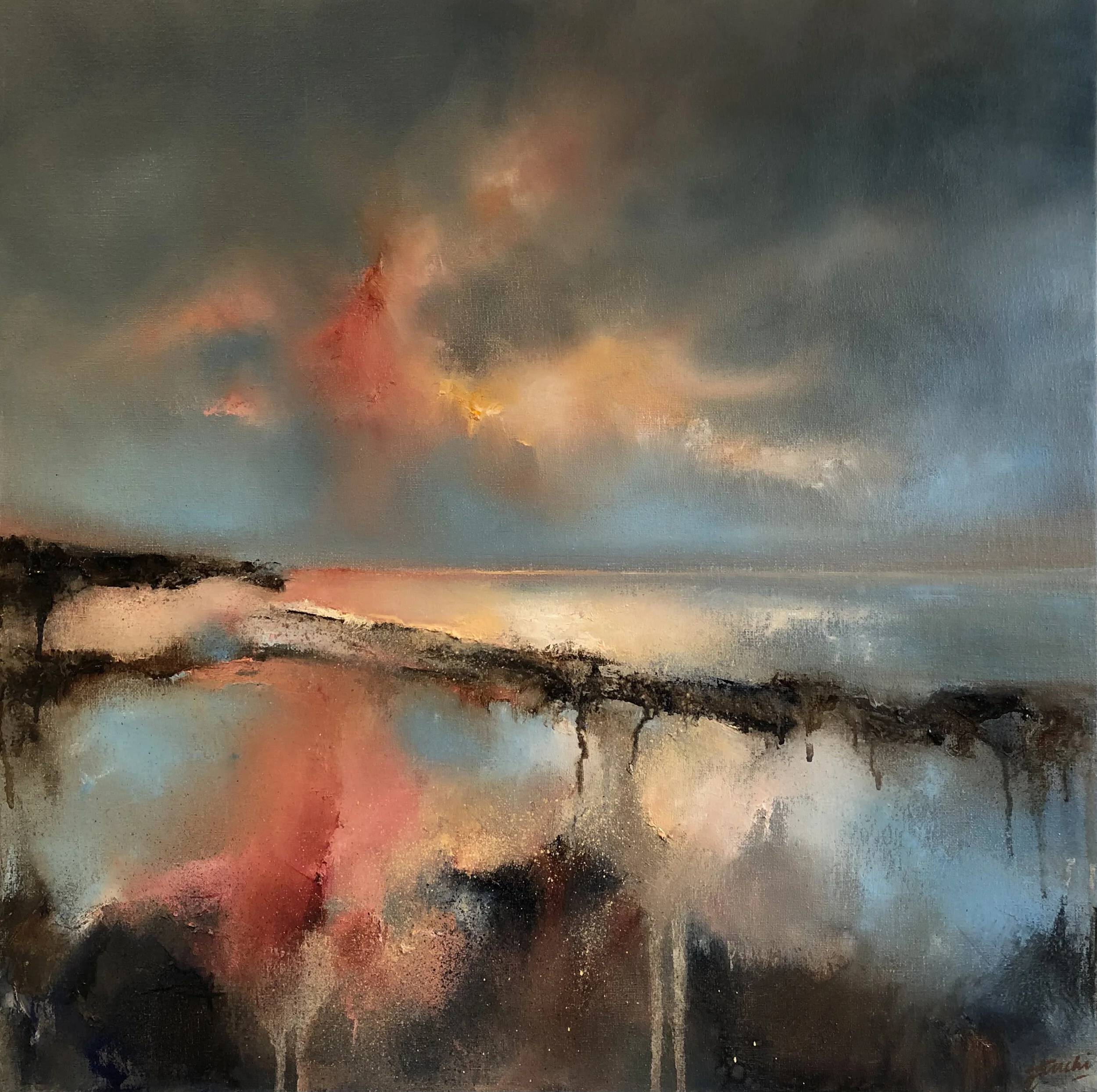 SOLD, Morning reflections, oil, 20" x 20"