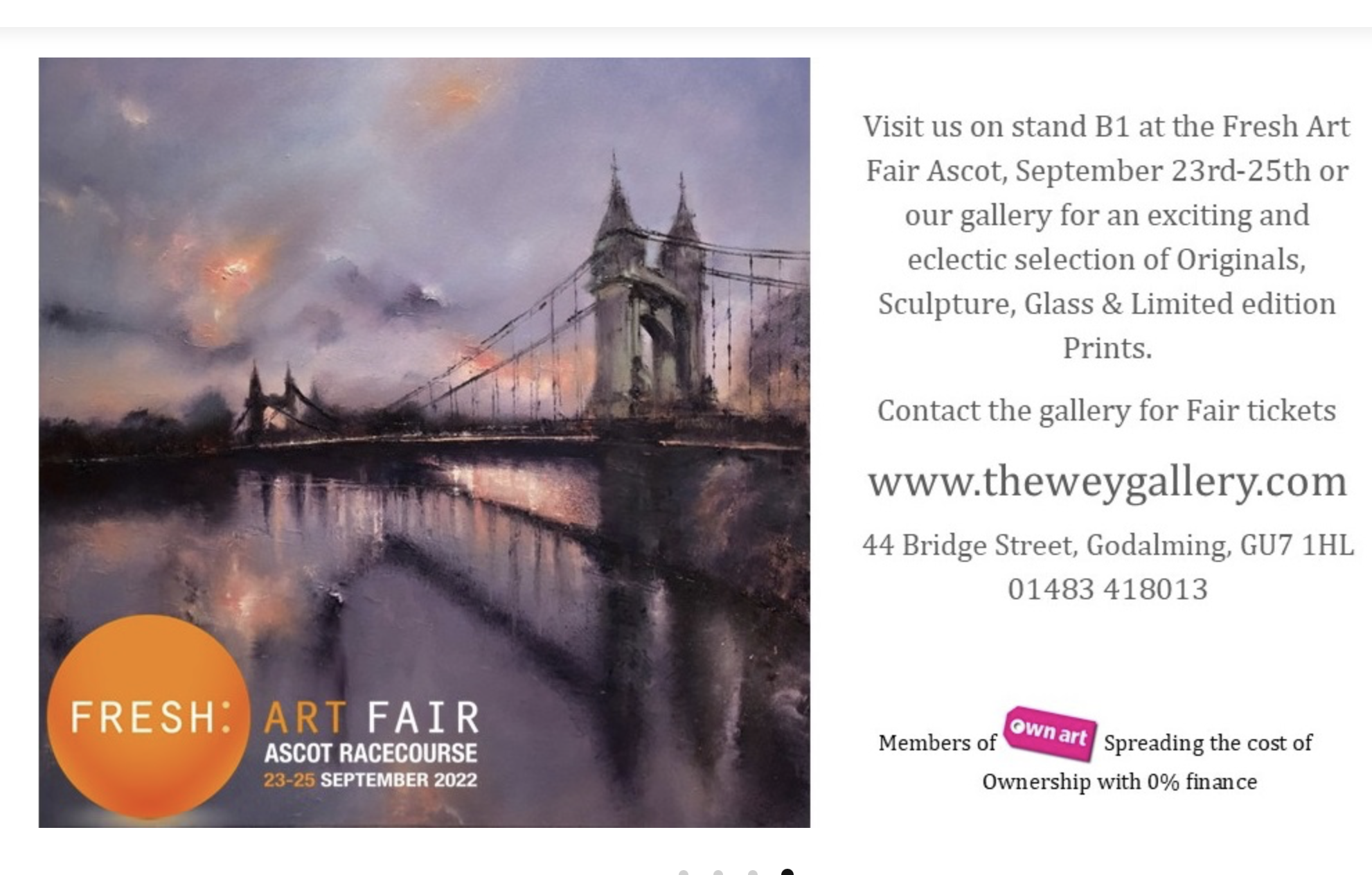 Fresh Art Fair Ascot, Stand B1, The Wey Gallery