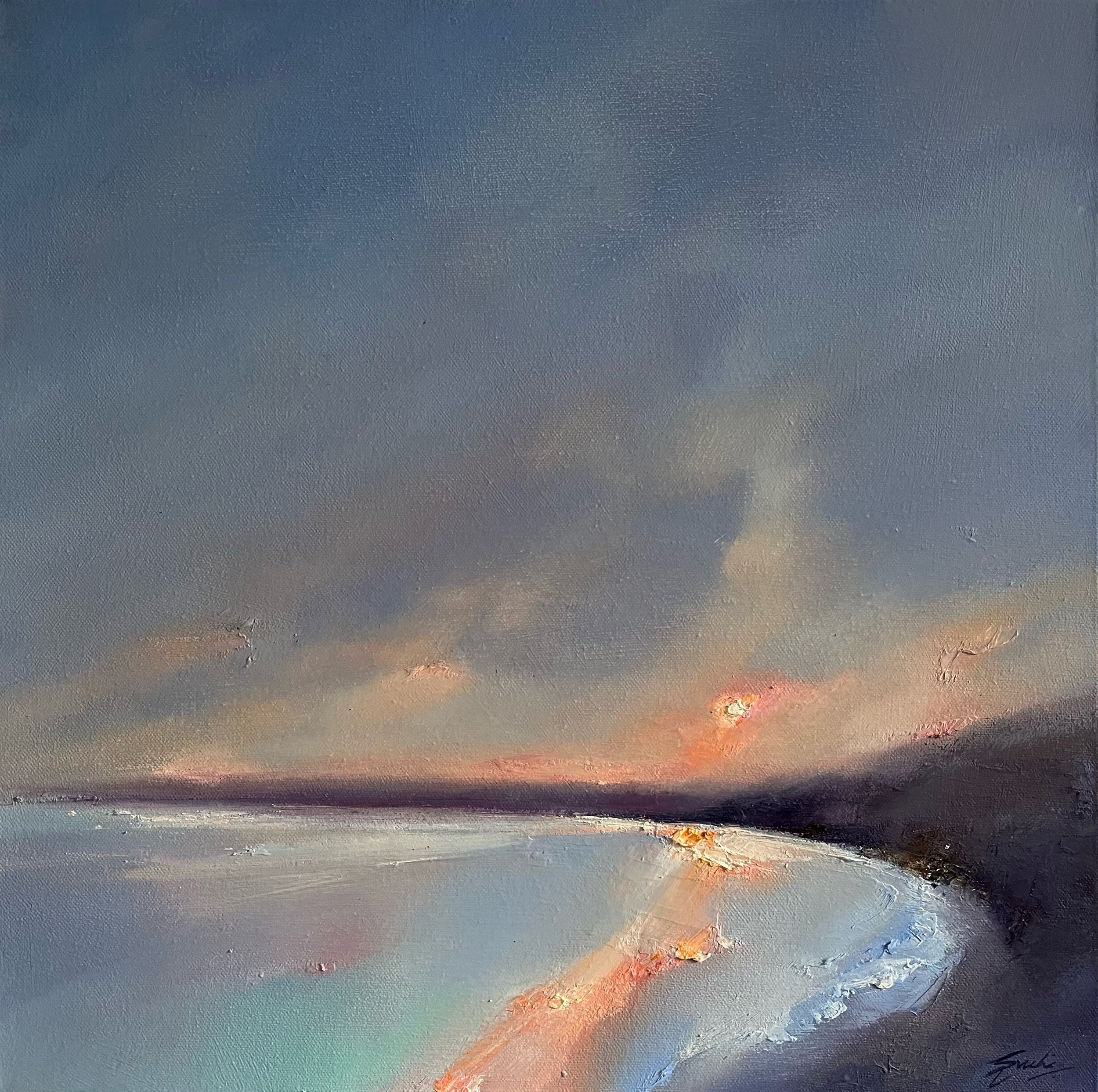 SOLD, Lingering evening light, Oil, 16" x 16"