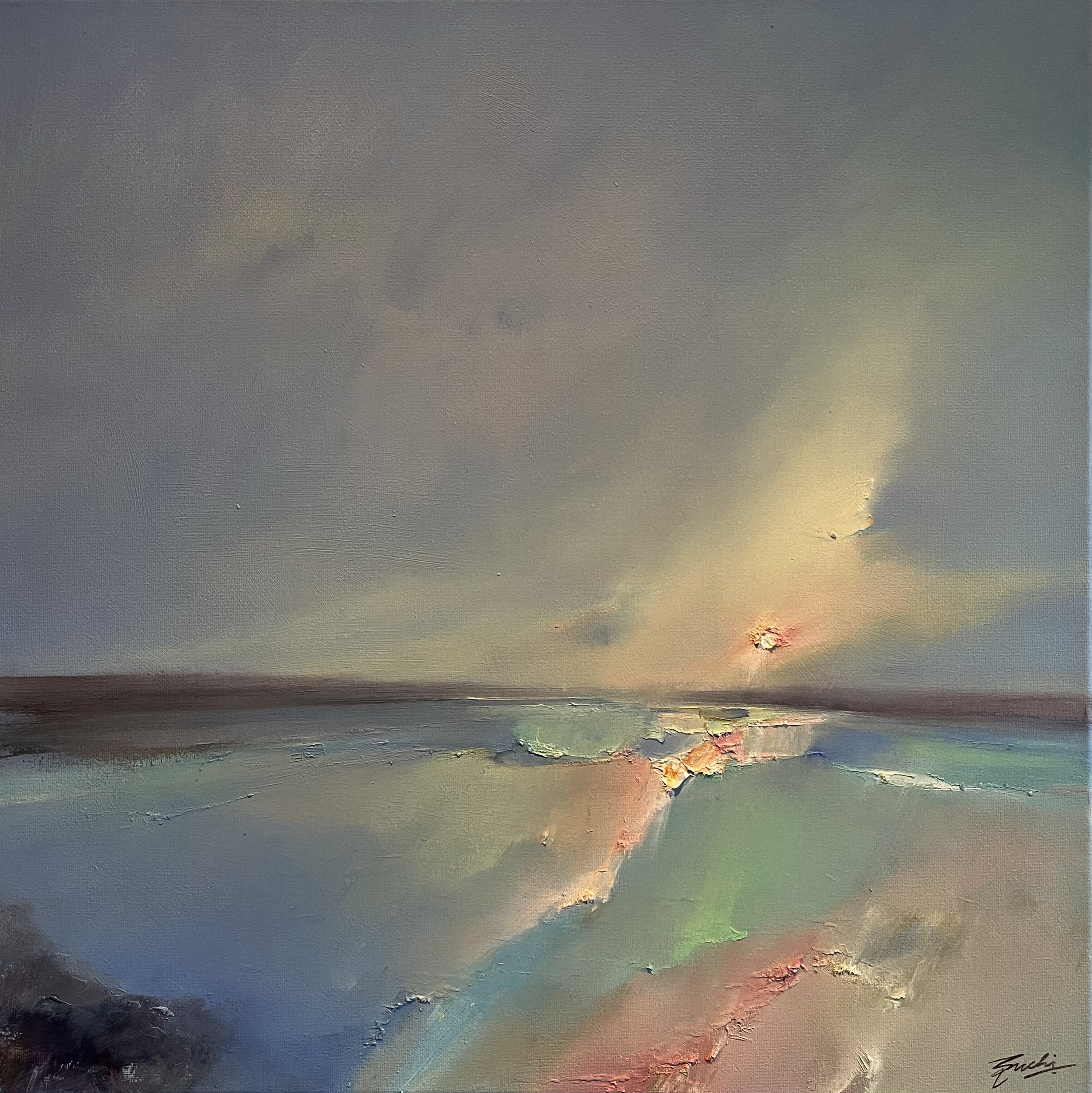Shimmering tide, Oil, 24" x 24"