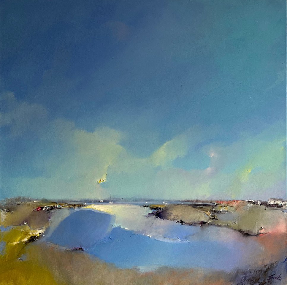 Unfolding clouds over the marshes, Oil, 24" x 24"