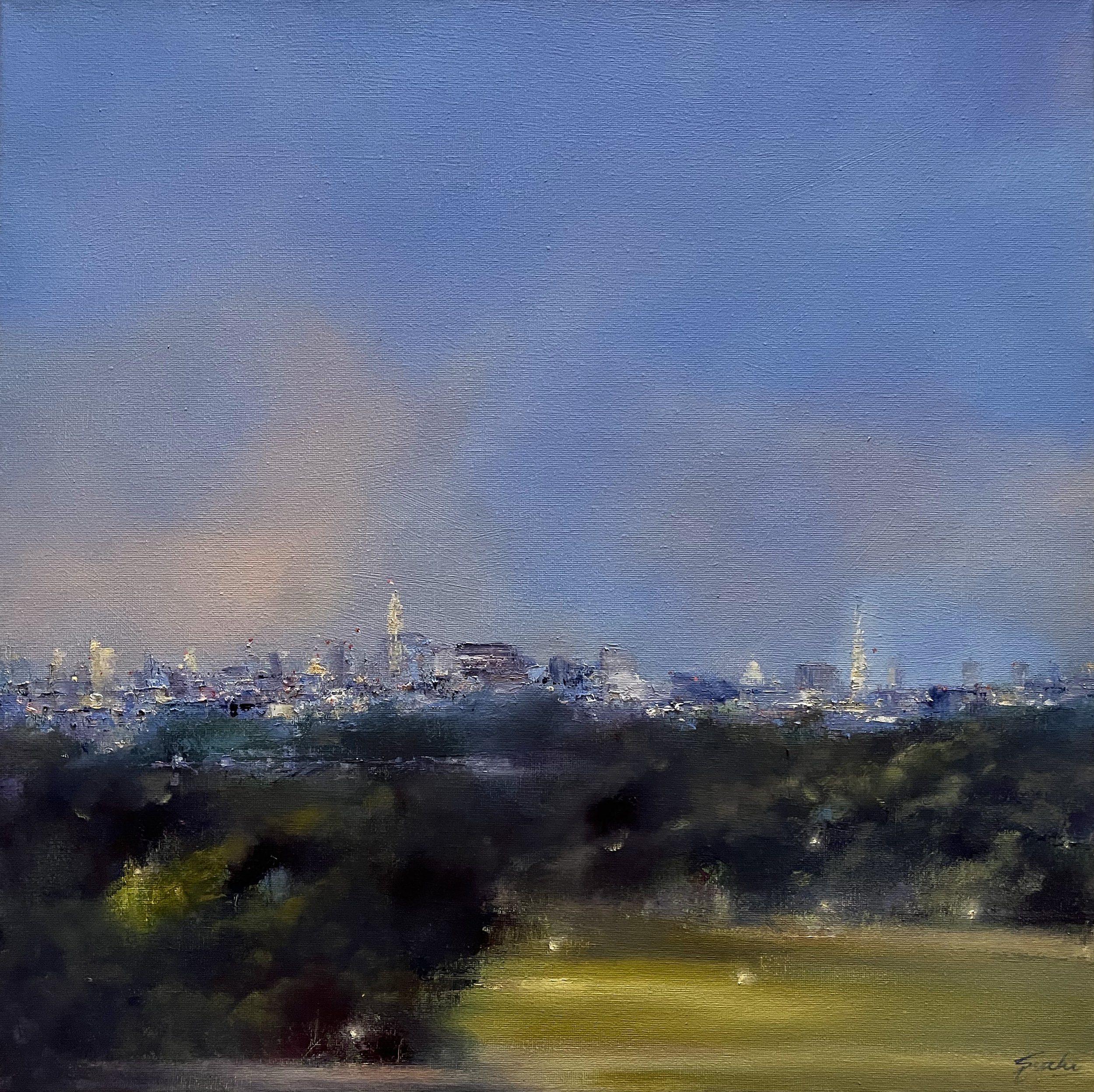Evening view, Primrosehill, Oil, 16" x 16"