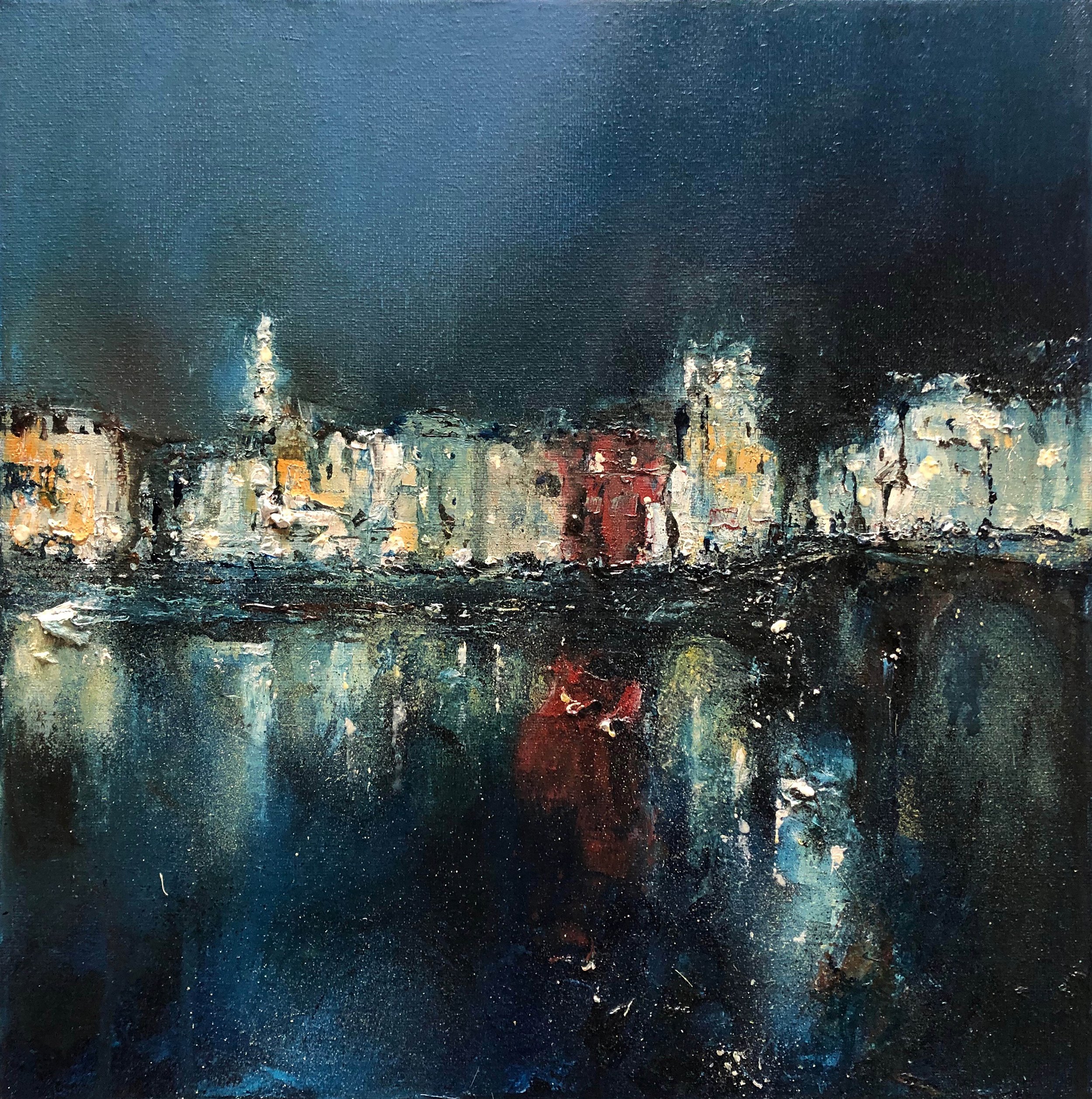 Prussian skies, oil on canvas, 12 x 12 inches