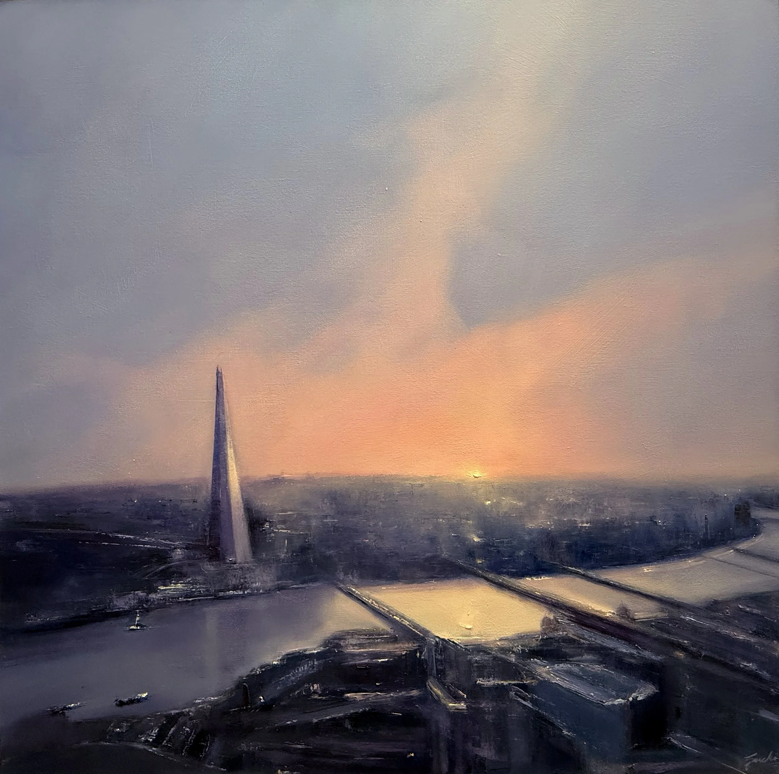 Under the evening skies, London, Oil, 30" x 30"