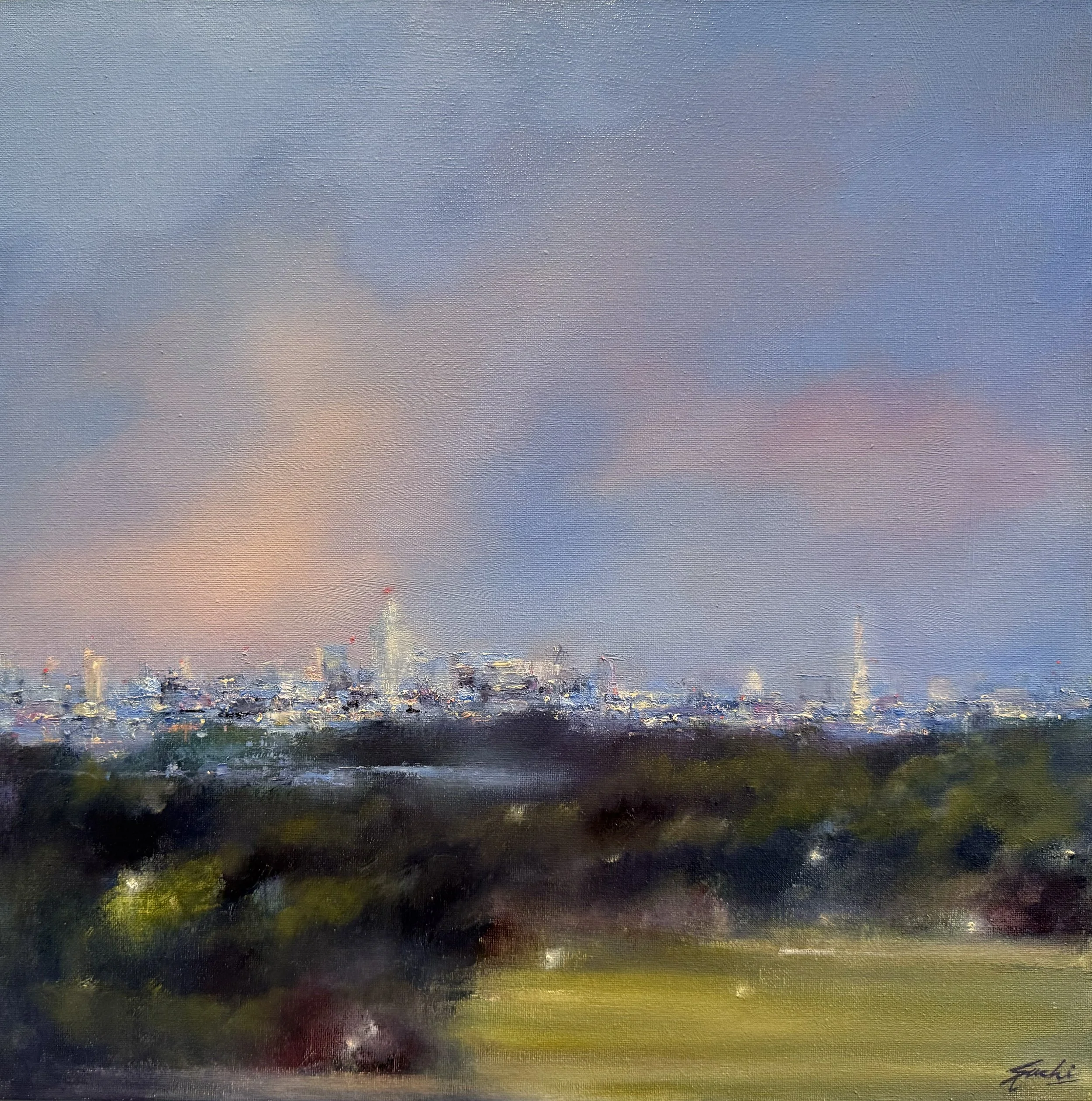 Evening view, Primrosehill, Oil, 16" x 16"