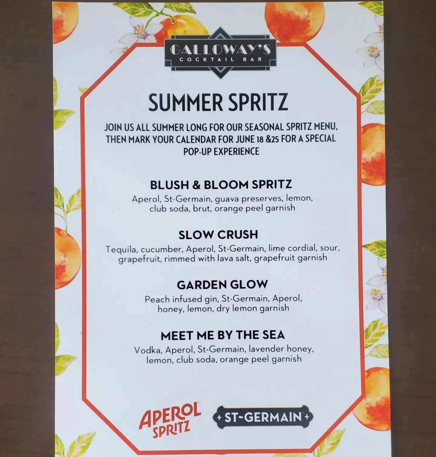 Our summer spritz menu has launched ~ featuring Aperol &amp; St Germain cocktails! Join us on our outdoor cocktail porch for some superb summer sips 🌞🍸🍹