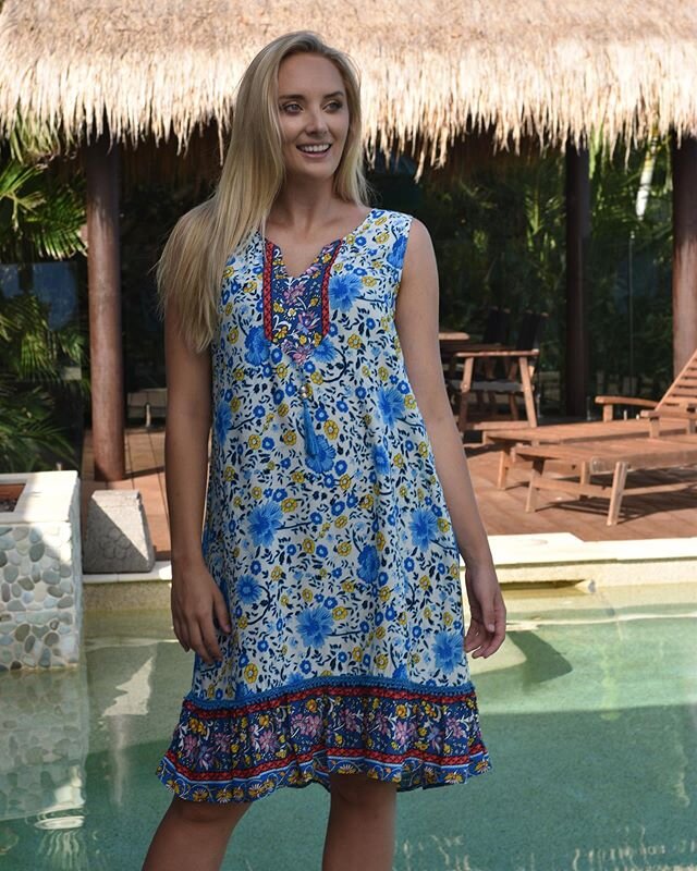 The Sea Glass Dress in Zambia Print has arrived and is available now🏝🏝#boholuxe #bohostyle #modernboho #bohodress #summerdress #resortwear #qldstyle #holidaylook