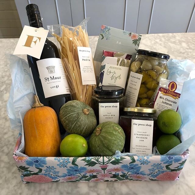 We&rsquo;ve made a few hampers this week for lovely customers. Each a mix of housemade @the_press_shop products, some produce from local farmers plus some of our @bespokepress stationery. What do you think? Should we look to make these available to o