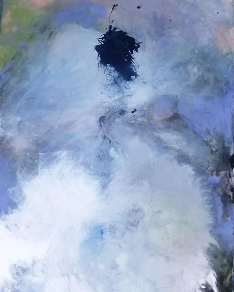   Last Call,  2019, acrylic, watercolor, ink, pastel on canvas, 48”x36” (sold) 