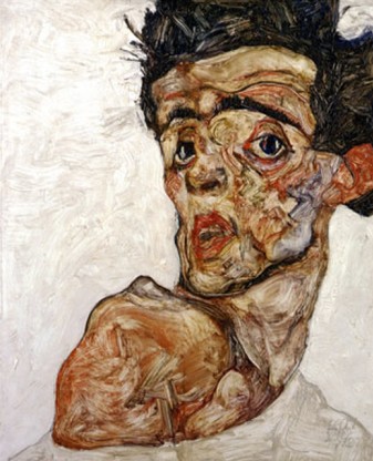Self Portrait with Bare Shoulder Egon Schiele, c.1912