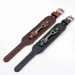 Wide Faux Leather Bracelet