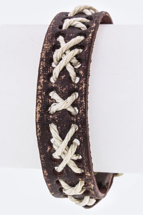 Laces Leather Buckled Cuff