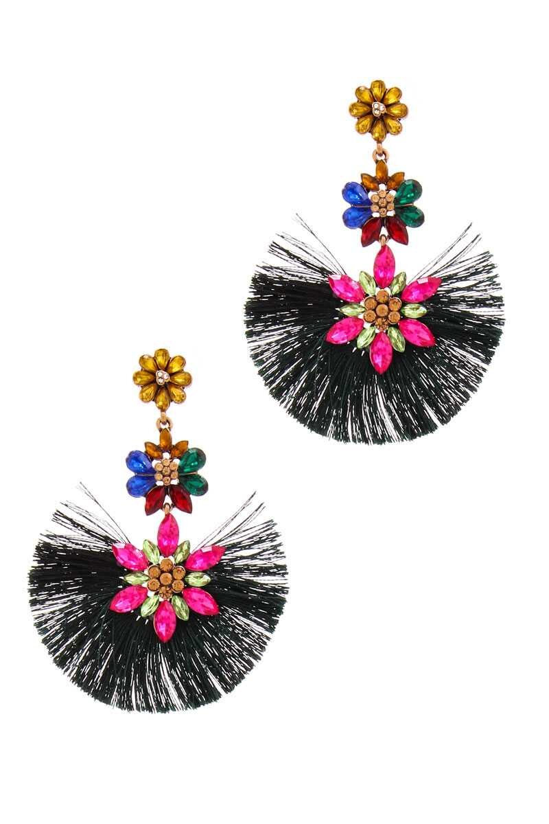 Fan Tassel Gemstone Earrings