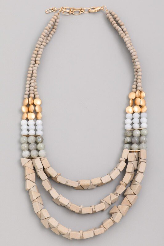 Assorted Bead Block Statement Necklace