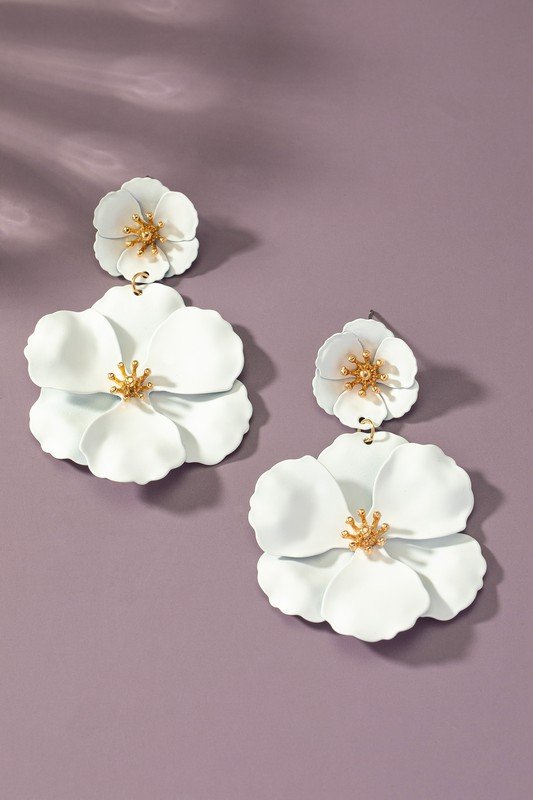 3D Metal Flower Earrings
