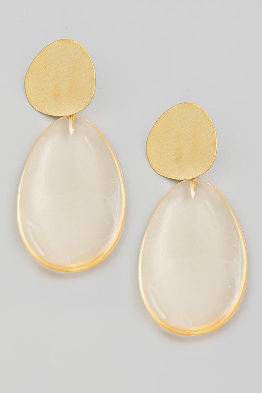 Clear Teardrop Resin Earrings
