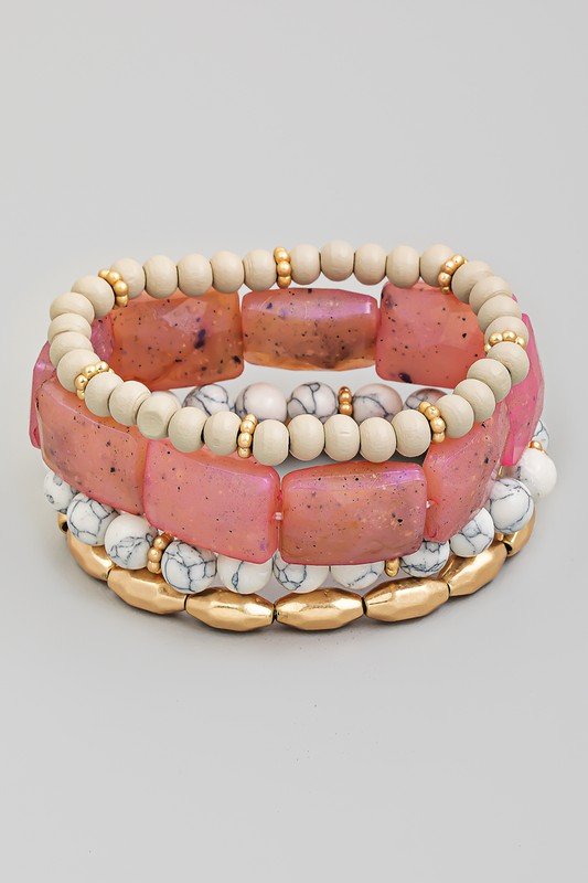 Rectangle Stone Beaded Stackable Bracelet