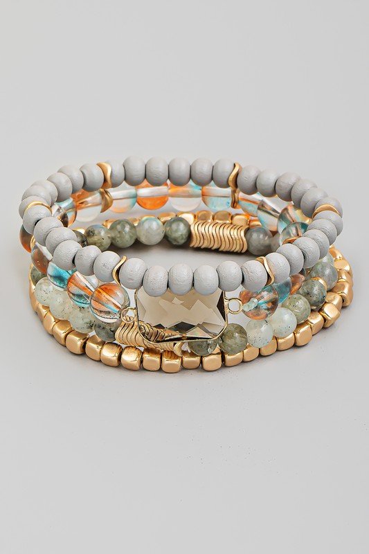 Assorted Ball Beaded Stretch Bracelet Set