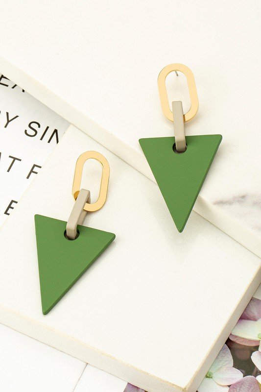 Oval and Triangle Drop Earrings